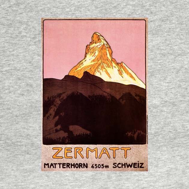 Vintage Travel Poster with the Matterhorn by MasterpieceCafe